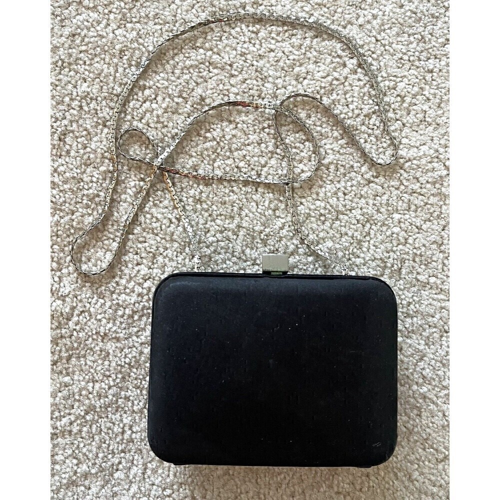 Enzo Angiolini Mini Black Nylon Evening Shoulder Clutch Crossbody Bag Chain Prom